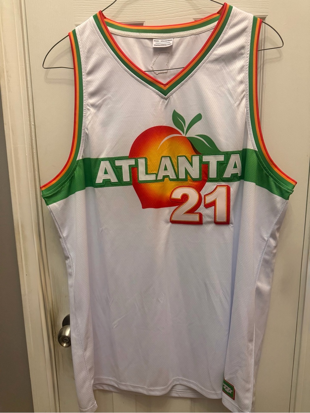 Atlanta custom ga lottery theme Basketball Jersey - White with Green & Orange